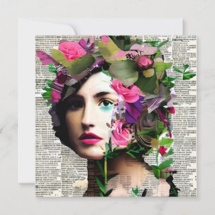 Bonito Vintage Woman Paper Collage Art
