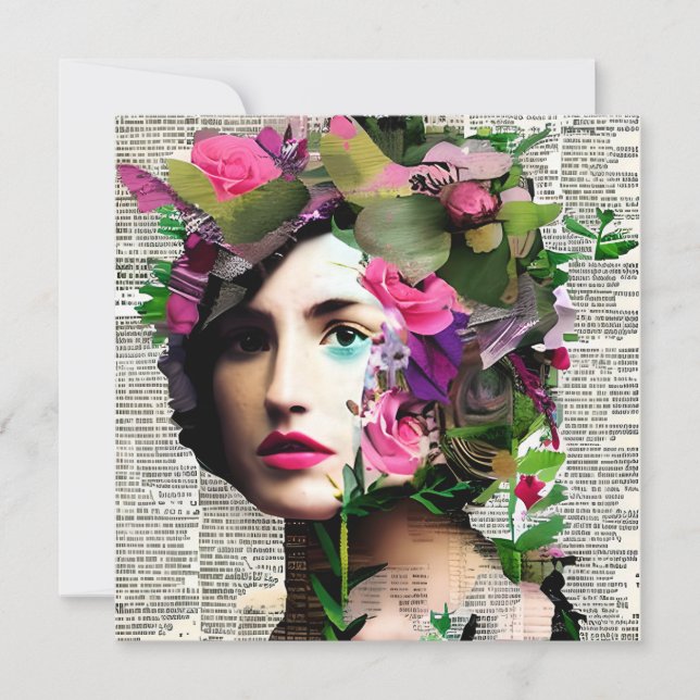 Bonito Vintage Woman Paper Collage Art (Anverso)