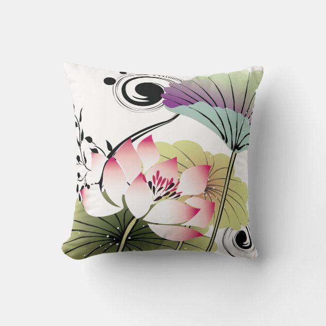 Bonito y almohada Lotus de inspiración asiática (Anverso)