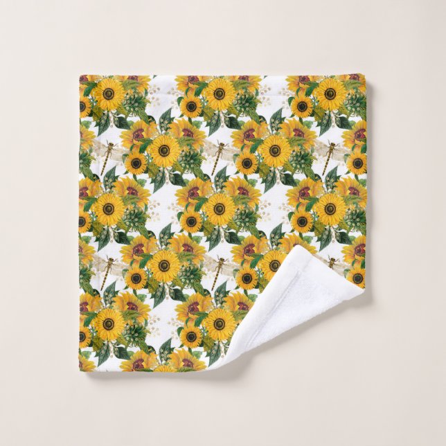 Bonito Yellow Sunflower Bouquet Dragonflies (Toallita)