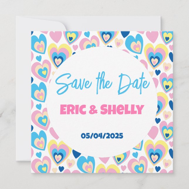 Bonitos corazones. Tarjeta de agradecimiento plana (Anverso)