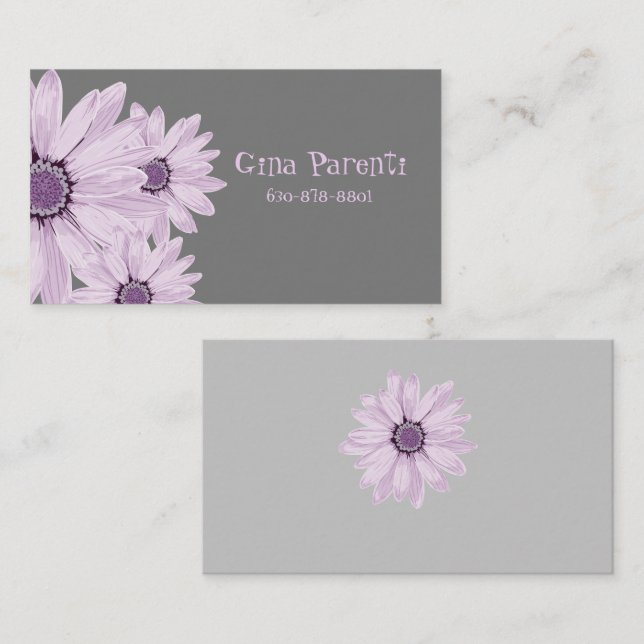Bonitos Daisies de Lavanda en Tarjeta de Negocios  (Anverso / Reverso)