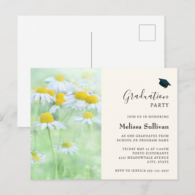 Bonitos en una invitación a graduación de campo (Anverso / Reverso)