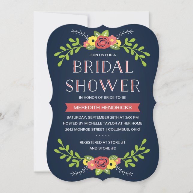 Bonitos Florals | Invitación a la ducha de novia (Anverso)