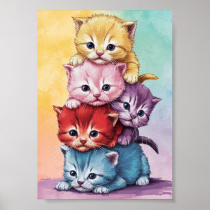 bonitos gatitos en colores pastel arte de descarga