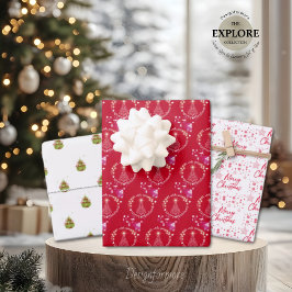 Bonitos Navidades envuelven papel plano conjunto d