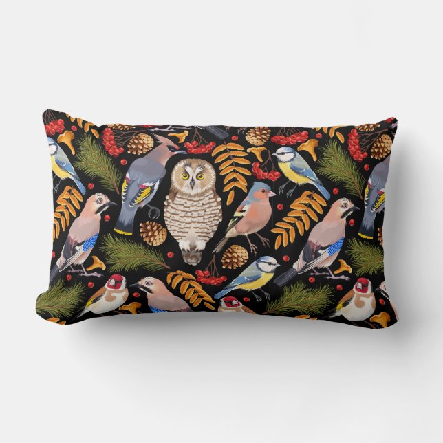 Bonitos Pájaros Patrón de almohada lumbar (Anverso)