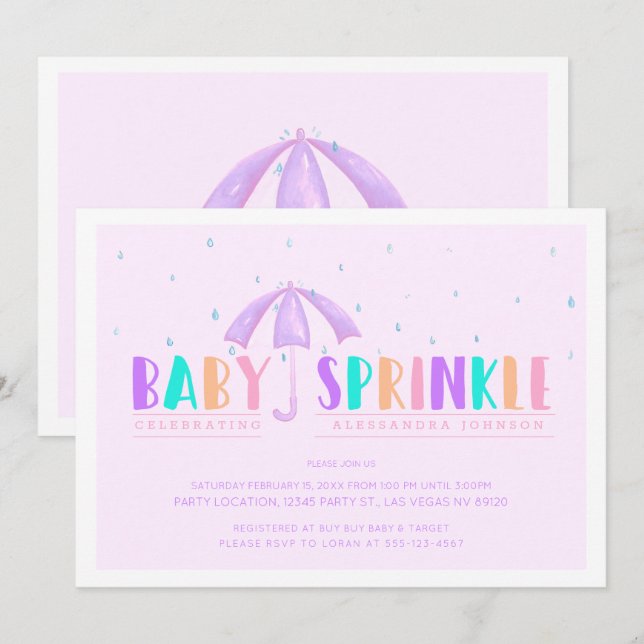 Bonitos Pasteles, Baby Sprinkle Invitación a la du (Anverso / Reverso)