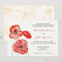 Bonitos Poppies Invitaciones a una boda floral mod