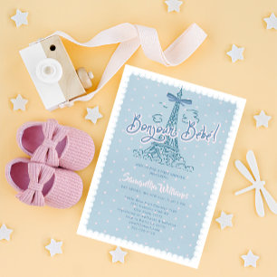 Bonjour Bébé Parisian Denim Azul Invitación para B