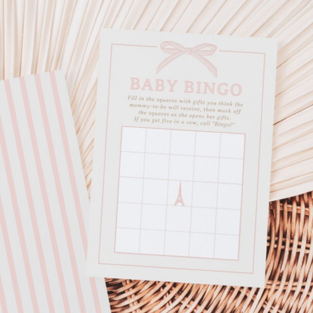 Bonjour Bébé Pink Paris Baby Bingo Game Card (Subido por el creador)