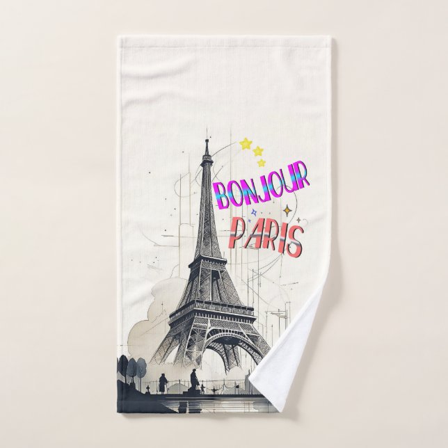Bonjour Colorful Paris (Toalla de mano)