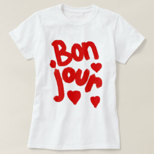 "Bonjour En Coeur", camiseta blanca