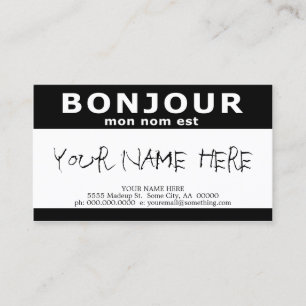 BONJOUR mon nom est noir etiqueta de nombre