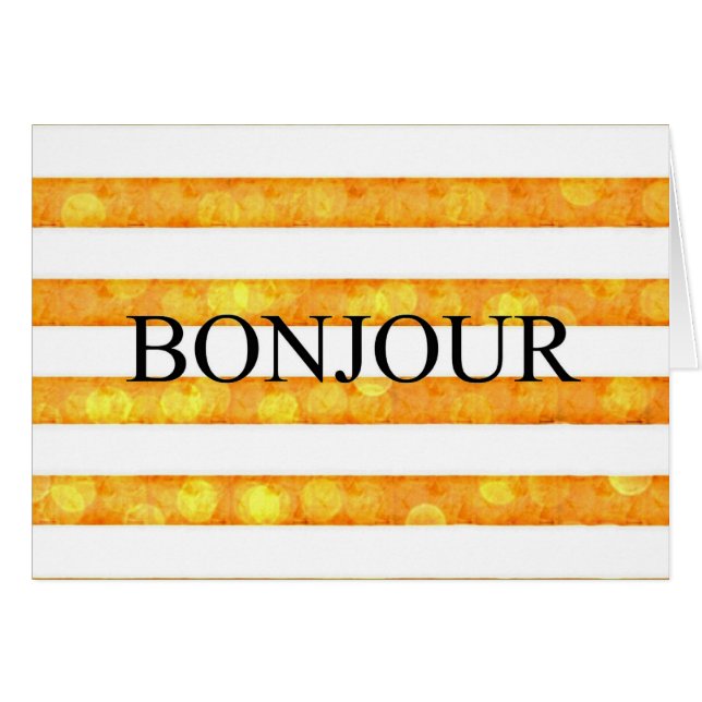 Bonjour Orange Stripe Bokeh (Anverso (Horizontal))