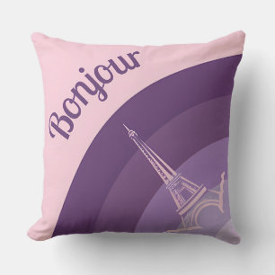 Bonjour Paris Eiffel Tower Art Cojín decorativo