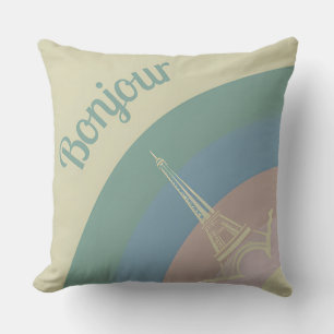Bonjour Paris Eiffel Tower Art Cojín decorativo
