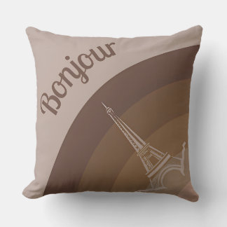 Bonjour Paris Eiffel Tower Art Cojín decorativo