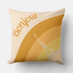 Bonjour Paris Eiffel Tower Art Cojín decorativo