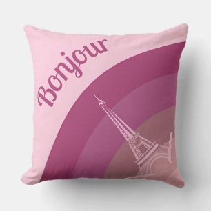 Bonjour Paris Eiffel Tower Art Cojín decorativo