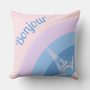 Bonjour Paris Eiffel Tower Art Cojín decorativo