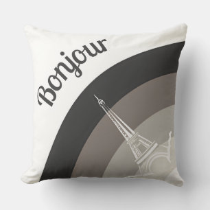 Bonjour Paris Eiffel Tower Art Cojín decorativo