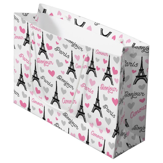 Bonjour Paris patrón fiesta bolsa de regalo (Angulo Anverso)