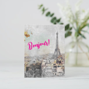 "Bonjour Paris", postal de la Torre Eiffel - Viaje