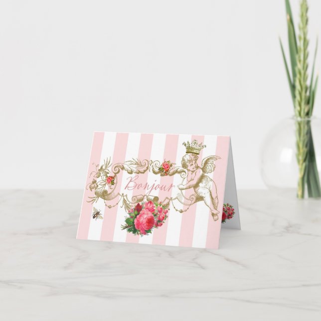 Bonjour, tarjeta de nota de inspiración francesa (Anverso)