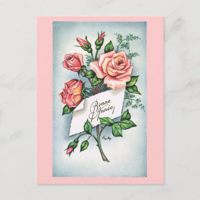 Bonne Annee, tarjeta francesa del Año Nuevo (Anverso)