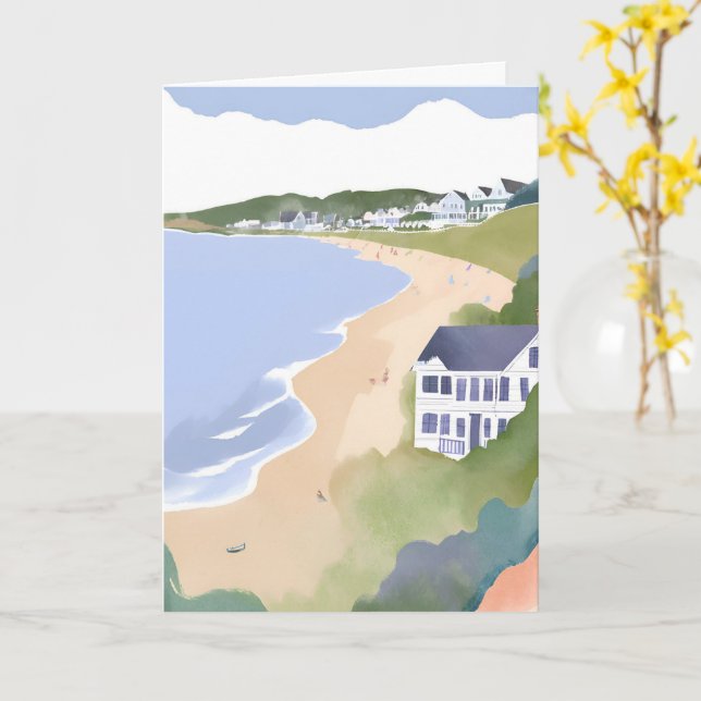 Bonnet Shores | Tarjeta de Acuarela de la Playa de (flor amarilla)