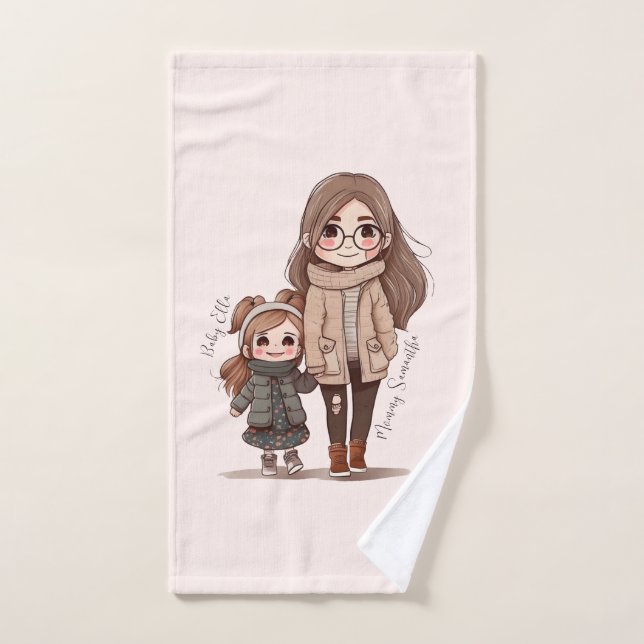 Bono de mamá y hija Adorable (5) (Toalla de mano)