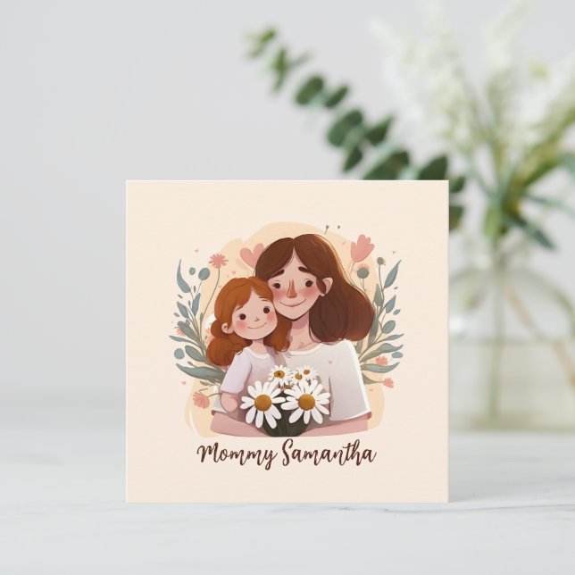 Bono de mamá y hija adorables - Marco floral (2) (Anverso de pie)