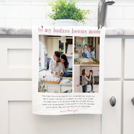 "Bonus Mom" Step Mom | Toalla de té fotográfico Fl