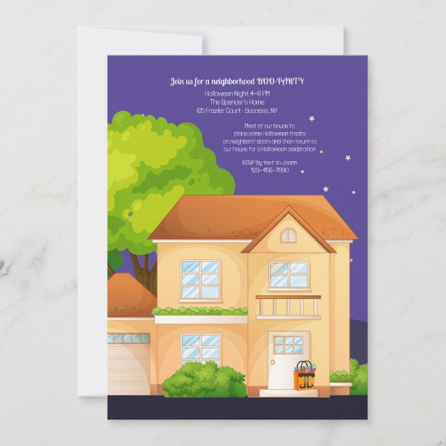 Boo a la invitación de Halloween de los vecinos (Anverso)