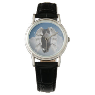Boo Angel reloj de cuero negro clásico de las muje