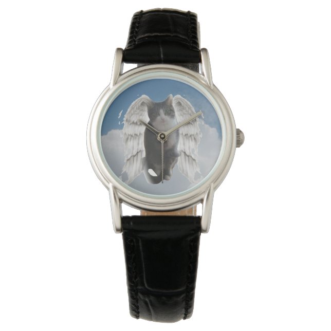 Boo Angel reloj de cuero negro clásico de las muje (Anverso)