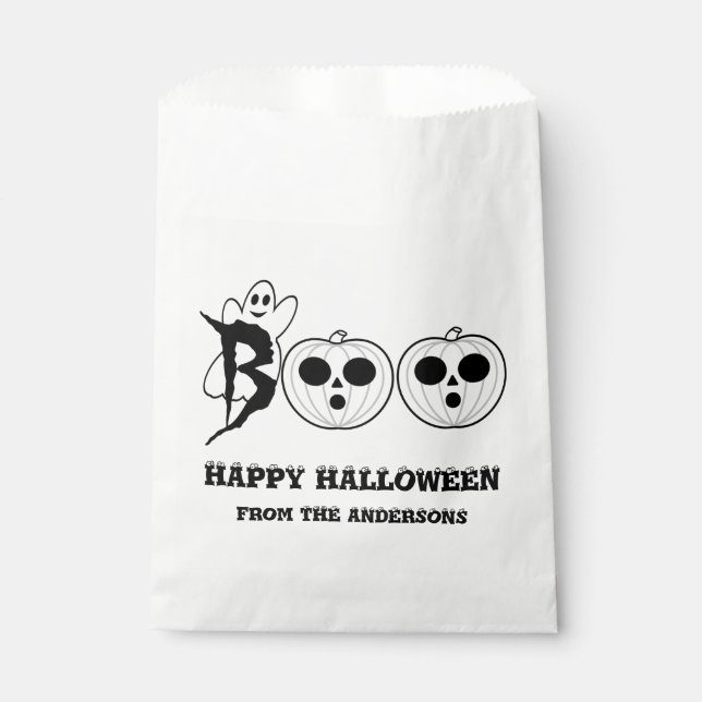 ¡BOO! Bolsas de Favor Fantasma de Halloween (Anverso)