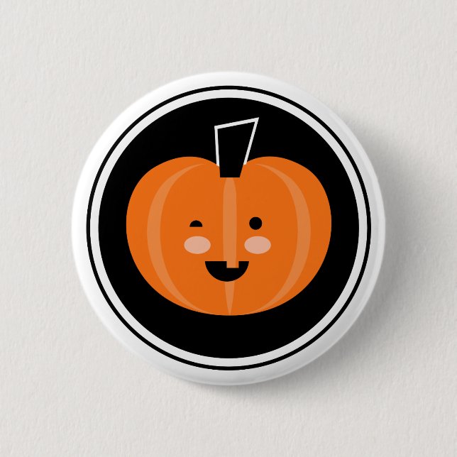 ¡Boo! botón Pinback de Calabaza de Halloween (Anverso)
