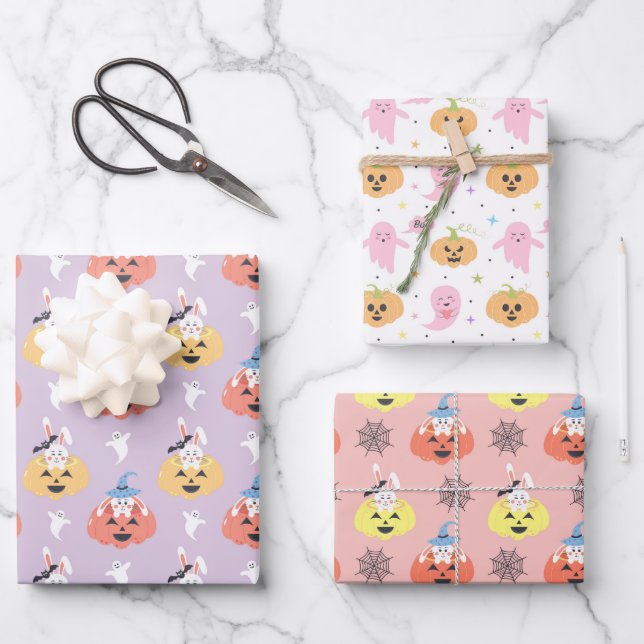 Boo Bunny Halloween Hojas de papel de envolvimient (Anverso)