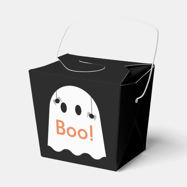 ¡Boo! Caja de regalo de Halloween Ghost Black Favo (Front Side)