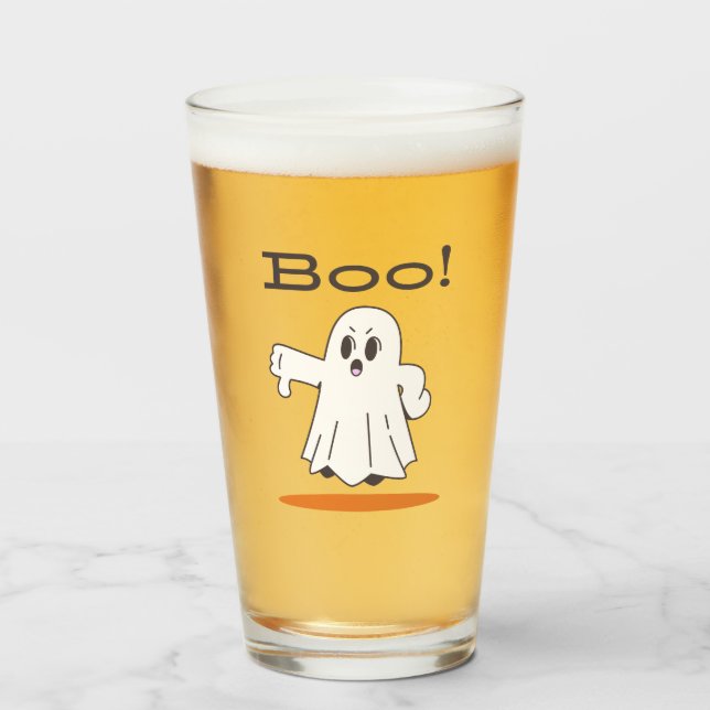 Boo! Cute Ghost Funny Halloween Pint Glass (Anverso (lleno))