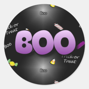 Boo Cute Pegatinas de Halloween negros y morados