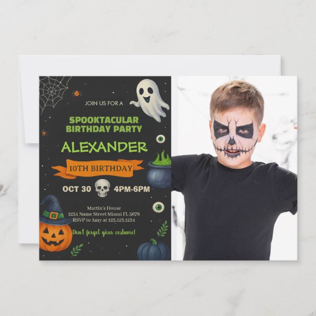 Boo-Day Bash | Tarjeta de Fiesta Cute Spooky (Anverso)
