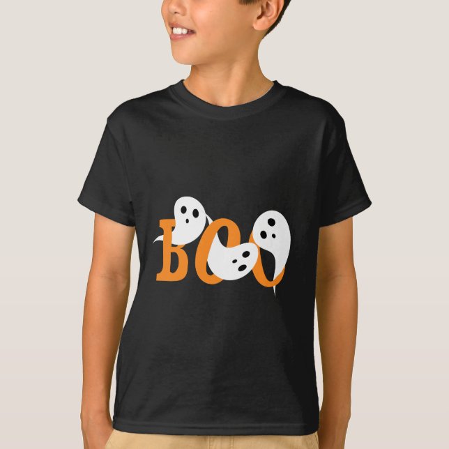 Boo de Halloween ofrece una camiseta negra (Anverso)
