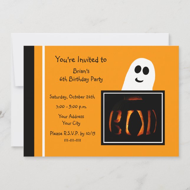 Boo de invitación a fiesta de cumpleaños de Hallow (Anverso)