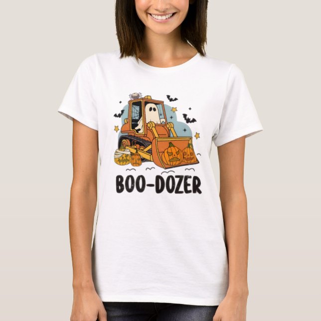 Boo-Dozer Halloween Fantasma y camiseta de calabaz