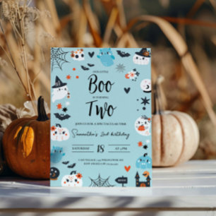 BOO es dos invitaciones de cumpleaños de Halloween