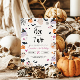 BOO es dos invitaciones de cumpleaños de Halloween