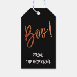 ¡Boo! Etiqueta de regalo de Halloween moderna